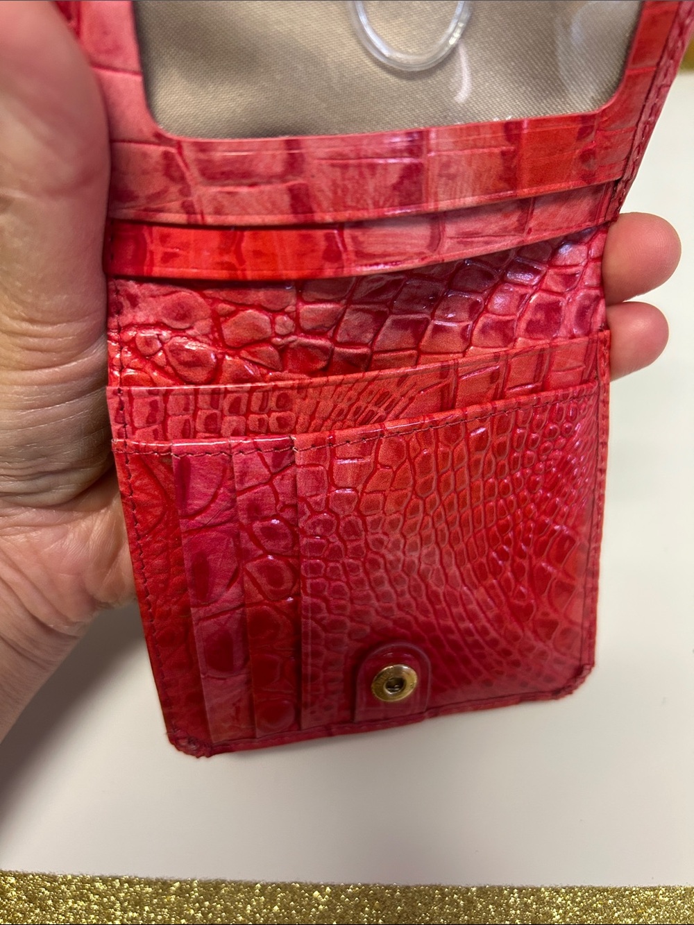 Brahmin Red Croc-Embossed Leather Wallet - Picture 7 of 11